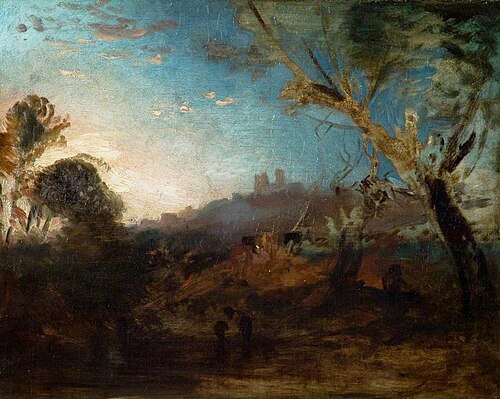 A Drover at the Edge of a Wood, Lincoln in the Distance, 1830, Peter De Wint