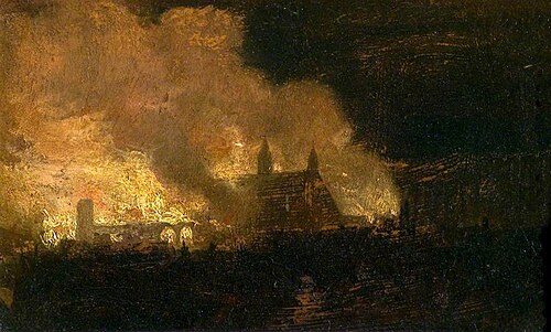 The Burning of the Houses of Parliament, 1834, Peter De Wint