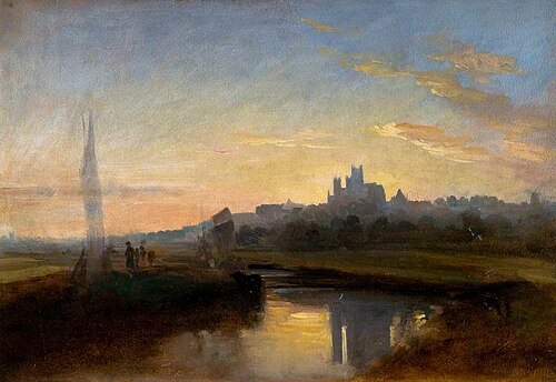 Lincoln from the River at Sunset, , Peter De Wint
