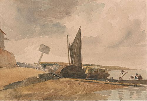 Low Tide, boat landing, , Peter De Wint