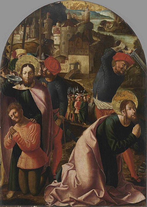 Jakobus-Stephanus-Altar: Der hl. Jakobus tauft Josias und Hinrichtung des Jakobus, 1506, Marx Reichlich