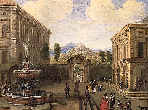 Summer Townscape with a Fountain, , Abraham Casembroot