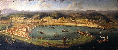 View of the port of Messina with the Palazzata, 1650, Abraham Casembroot