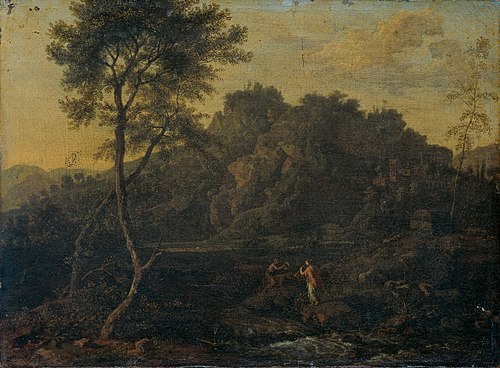 Landscape with Diana and Calliope, 1696, Abraham Genoels