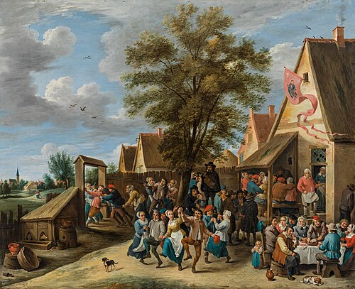 Village kermesse with peasants dancing, 1646, Abraham Teniers