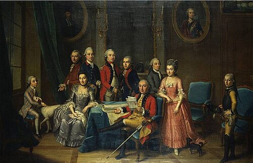 Bildnis der Familie der Familie von Wattenwyl., 1758, Jakob Emanuel Handmann