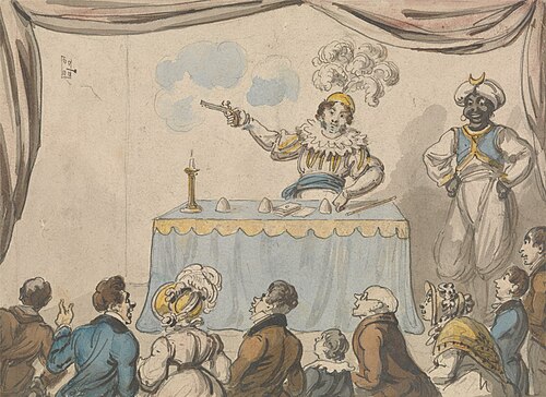 Conjurer with Pistol and Cards, 1826, George Cruikshank