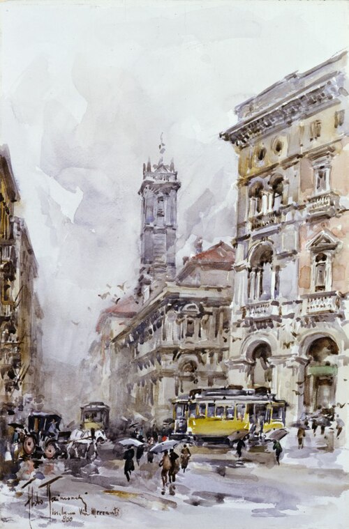 Milano Ottocento - Via Mercanti, 1970, Aldo Raimondi