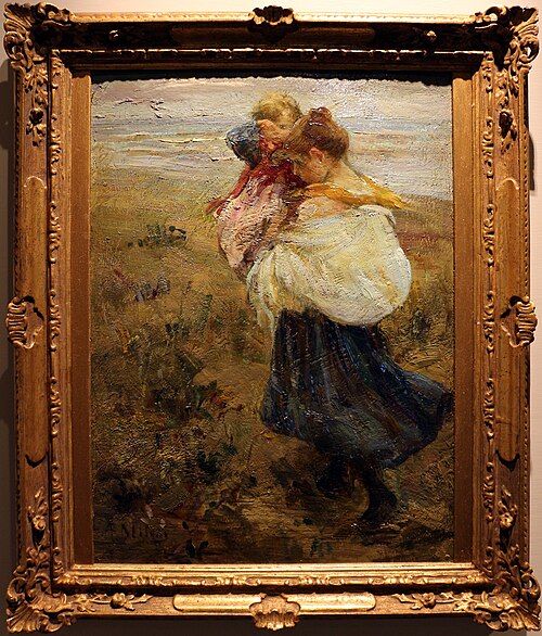 fanciulla con bambino in braccio, , Alessandro Milesi