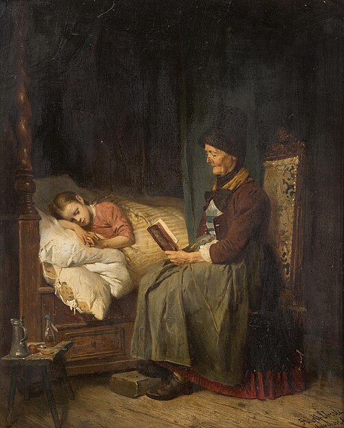 A Bedtime Story, 1869, Adolf Eberle