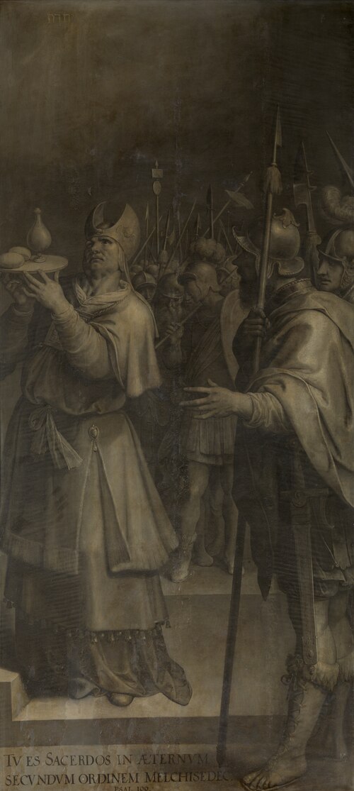 The meeting of Abram [Abraham] and Melchizedek, the high priest and king of Salem, who brings bread , 1595, Ambrosius Francken I