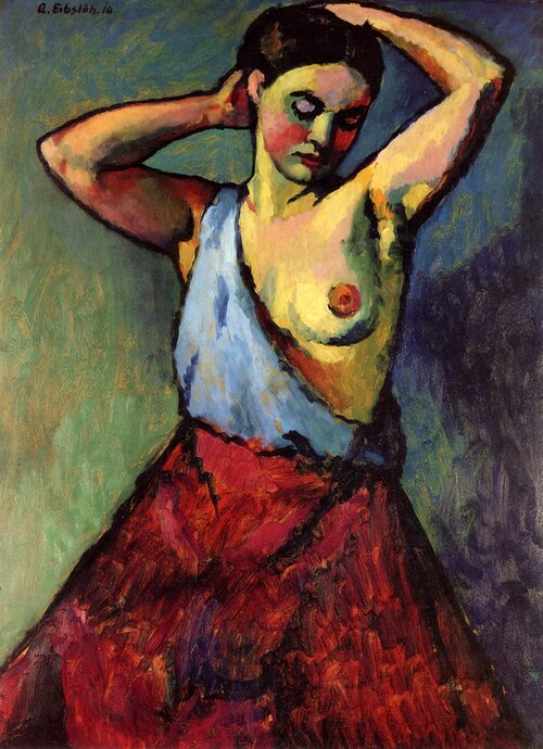La Jeune Femme à la jupe rouge, 1910, Adolf Erbslöh