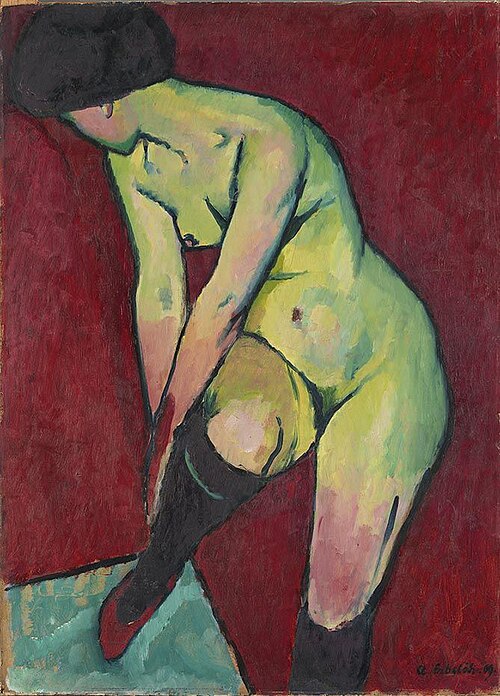 Donna in giarrettiera, 1909, Adolf Erbslöh