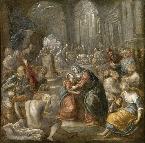 Jesus Returning to His Mother after Confounding the Elders in the Temple, 1604, Andrea Vicentino