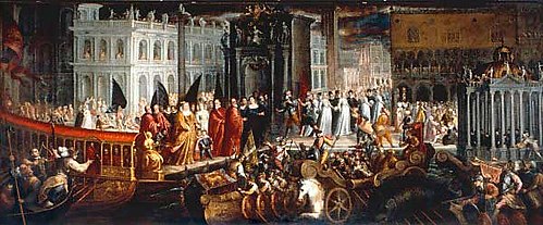 Lo sbarco a San Marco della dogaressa Morosina Morosini Grimani, 4 maggio 1597., , Andrea Vicentino