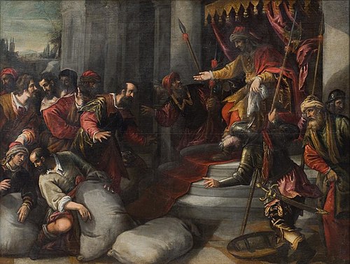 Joseph making himself known to his brothers, , Andrea Vicentino