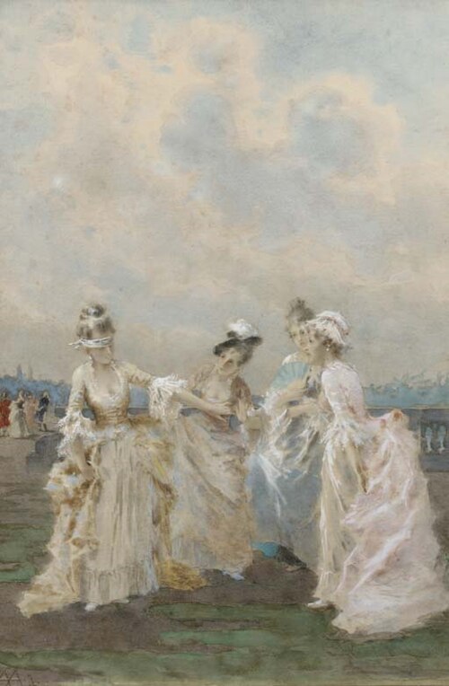 Girls playing blind man's buff, , Angelo Achini