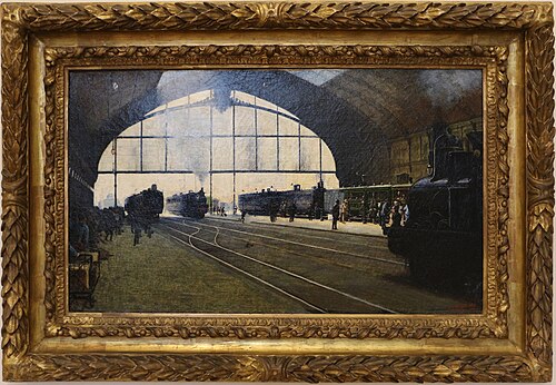 la stazione centrale di milano nel 1889, 1889, Angelo Morbelli