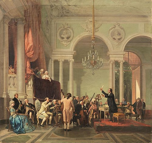 Paisiello who stages his opera La Serva Padrona before Catherine II of Russia, 1872, Annibale Gatti