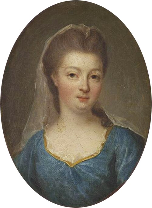 Portrait of the Duchess of Bourbon, Louise-Françoise de Bourbon, Mademoiselle de Nantes (1673-1743), 1776, Jean-Marie Ribou