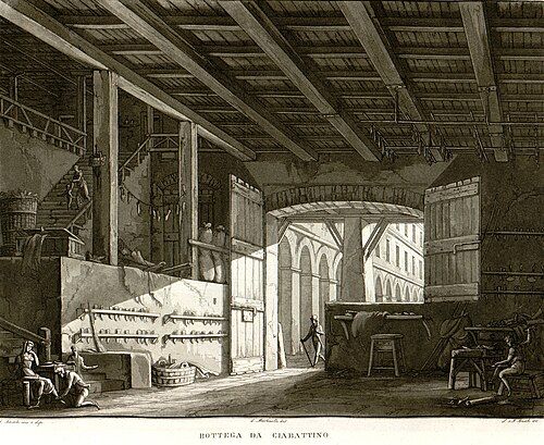 Bottega da ciabattino, 1812, Antonio Basoli