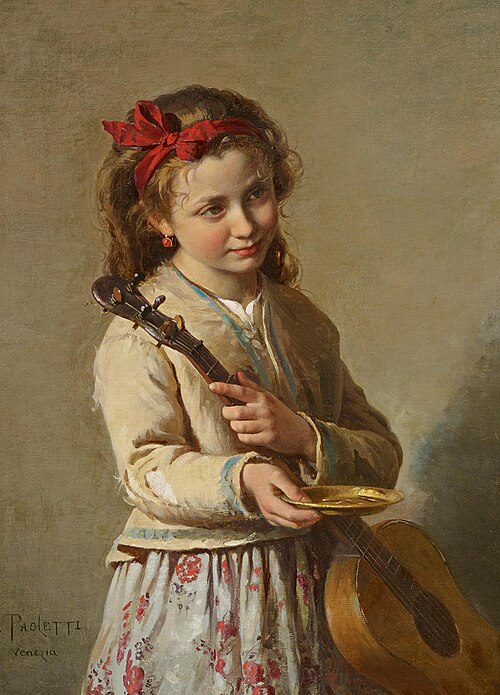 Girl with guitar, 1912, Antonio Ermolao Paoletti