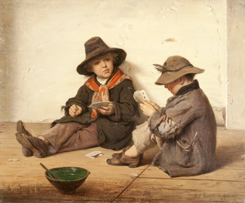 Boys Playing Cards, 1880, Antonio Ermolao Paoletti