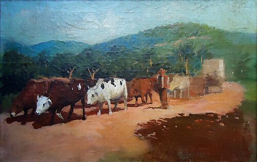 Bullock cart on the road, 1900, Antonio Ferrigno