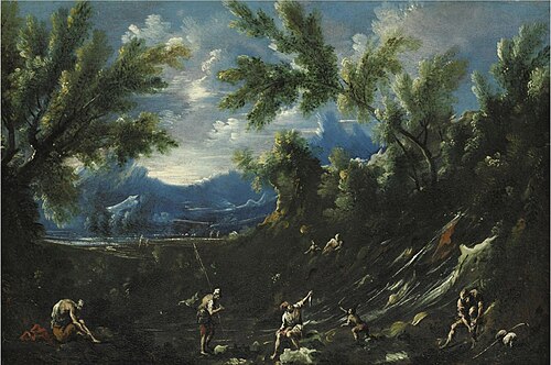 Landscape with fishermen, 1650, Antonio Francesco Peruzzini