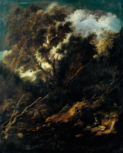 Landscape with a Reading and a Praying Franciscan, 1696, Antonio Francesco Peruzzini