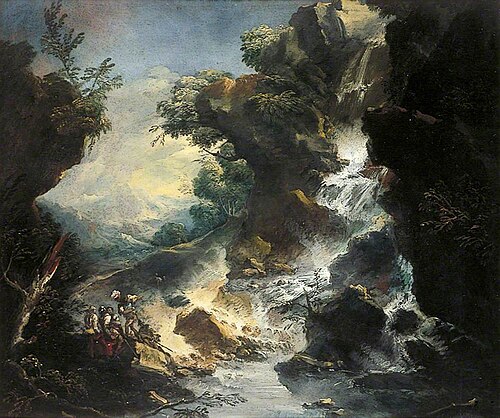 Landscape with a Waterfall, 1706, Antonio Maria Marini
