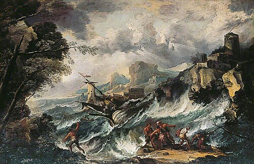 Seascape with Shipwreck, 1706, Antonio Maria Marini