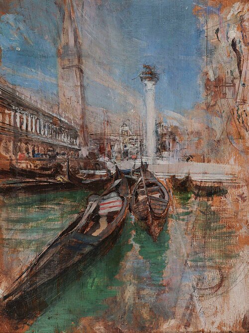 Gondolas in front of St. Mark's Square, 1895, Giovanni Boldini
