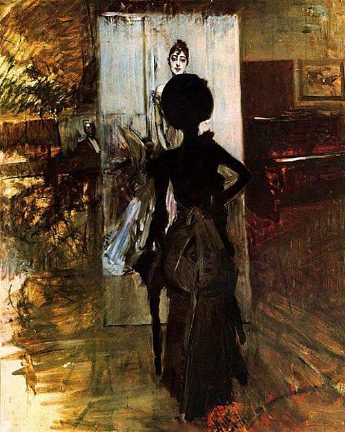 Femme en noir observant le « Pastel blanc », 1888, Giovanni Boldini