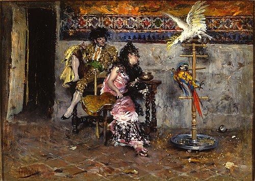 Le Matador ou Couple en costume espagnol avec deux perroquets, 1873, Giovanni Boldini