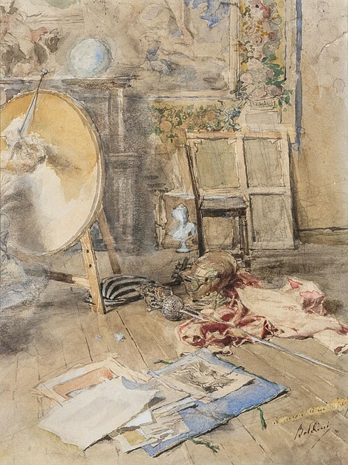 The artist's studio, 1874, Giovanni Boldini