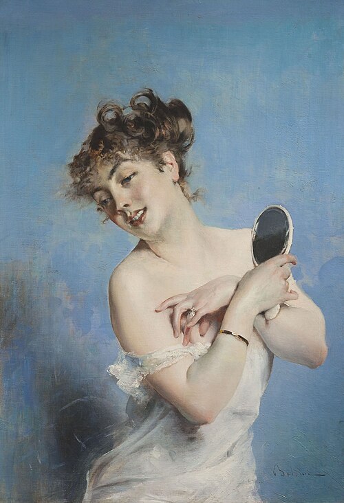 Young woman in deshabillé (The self-care), 1880, Giovanni Boldini