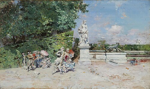 Gallant scene in the Park of Versailles, 1877, Giovanni Boldini