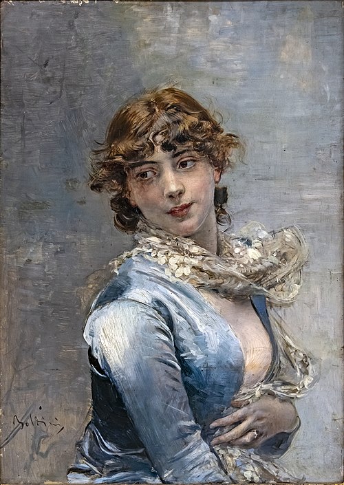 Élégante à la robe bleu, 1914, Giovanni Boldini