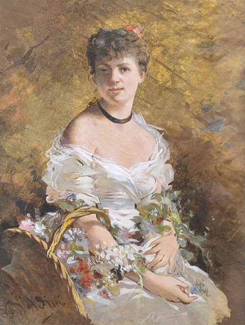 Woman with flowers, 1870, Giovanni Boldini