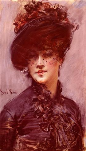 Woman in a black hat with a veil, 1931, Giovanni Boldini