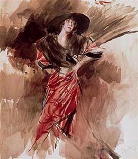 Lady in red dress, 1916, Giovanni Boldini