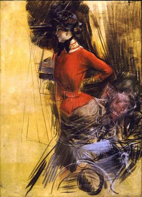 Lady in Red Coat, 1878, Giovanni Boldini