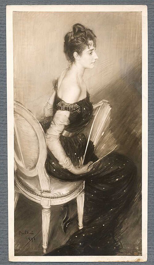 Ritratto di signora seduta con ventaglio chiuso, 1891, Giovanni Boldini