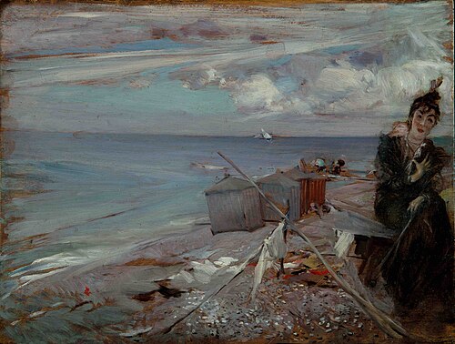 Young woman on the beach of Ostend, 1906, Giovanni Boldini