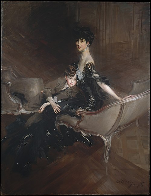 Consuelo Vanderbilt (1876–1964), Duchess of Marlborough, and Her Son, Lord Ivor Spencer-Churchill (1, 1906, Giovanni Boldini