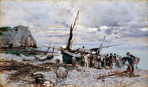 The Return of the Fishing Boats, Étretat, 1879, Giovanni Boldini