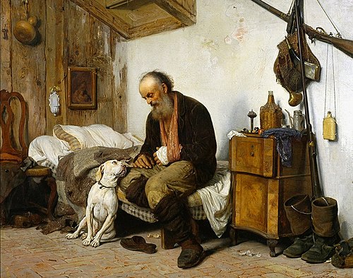 Owner with dog, 1871, Antonio Rotta