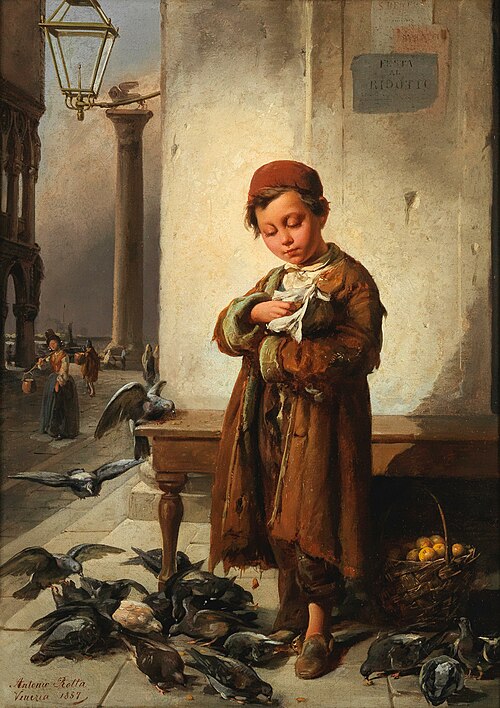 Feeding the birds, 1857, Antonio Rotta
