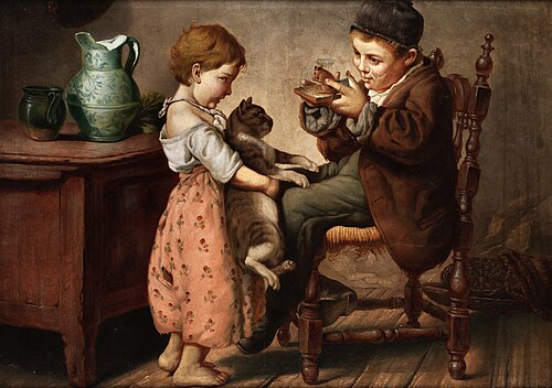 Cat and mouse, 1900, Antonio Rotta